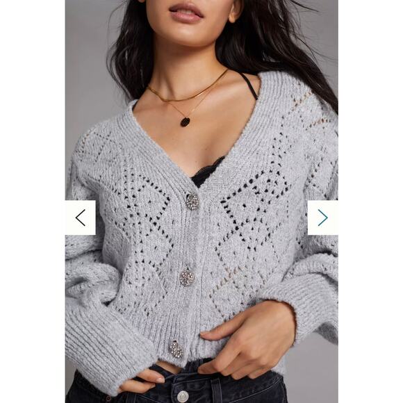 Maeve Anthropologie Pointelle Cardigan, Large - Picture 3 of 9